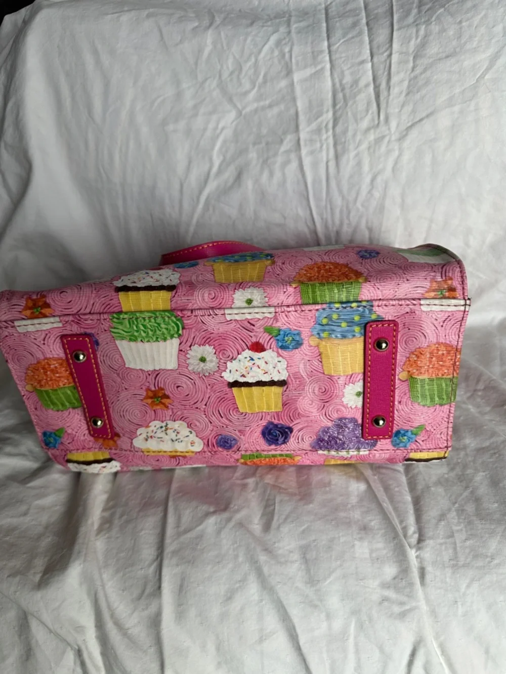 Pink Cupcake Print Tote Bag with Hot Pink Handles - Picture 5 of 10